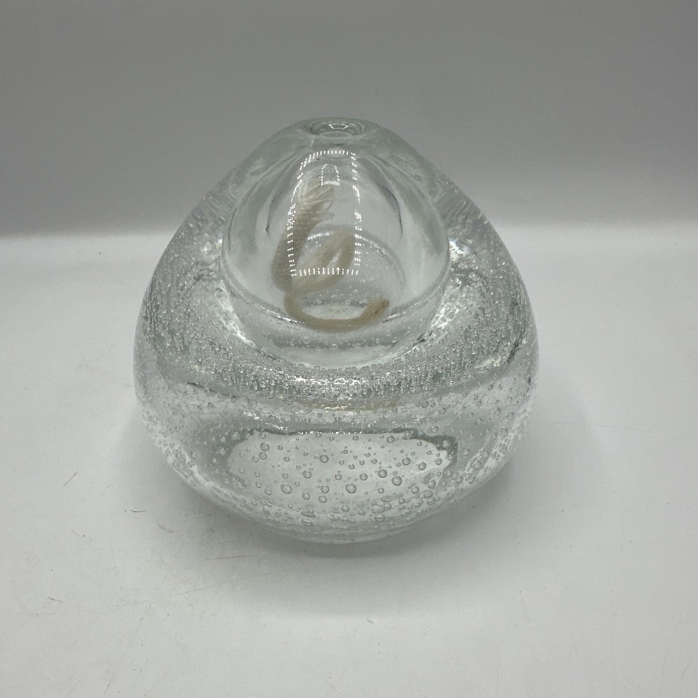 Poland Art Glass Bubble Sphere Oil Lamp Bud Vase Blown Glass Decor 4.5"